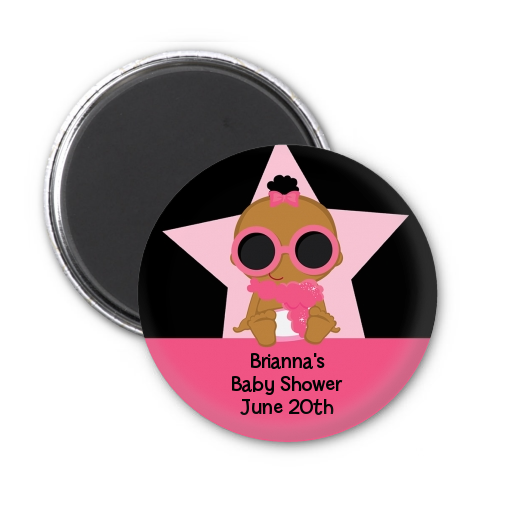  A Star Is Born Hollywood Black|Pink - Personalized Baby Shower Magnet Favors African American