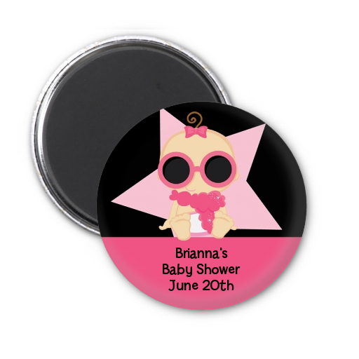  A Star Is Born Hollywood Black|Pink - Personalized Baby Shower Magnet Favors African American