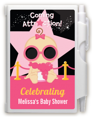  A Star Is Born Hollywood Black|Pink - Baby Shower Personalized Notebook Favor Blonde Hair