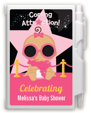  A Star Is Born Hollywood Black|Pink - Baby Shower Personalized Notebook Favor Blonde Hair