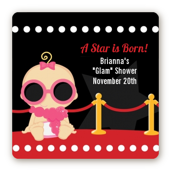  A Star Is Born!® Hollywood - Square Personalized Baby Shower Sticker Labels Caucasian