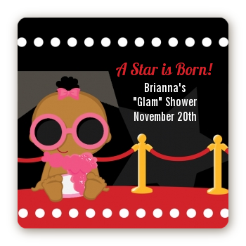  A Star Is Born!® Hollywood - Square Personalized Baby Shower Sticker Labels Caucasian