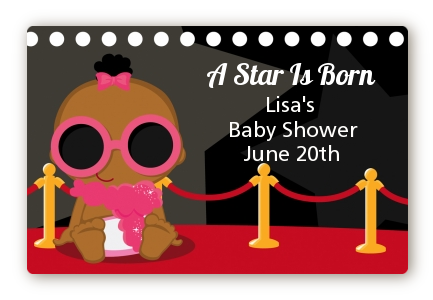  A Star Is Born!® Hollywood - Baby Shower Landscape Sticker/Labels Caucasian Boy