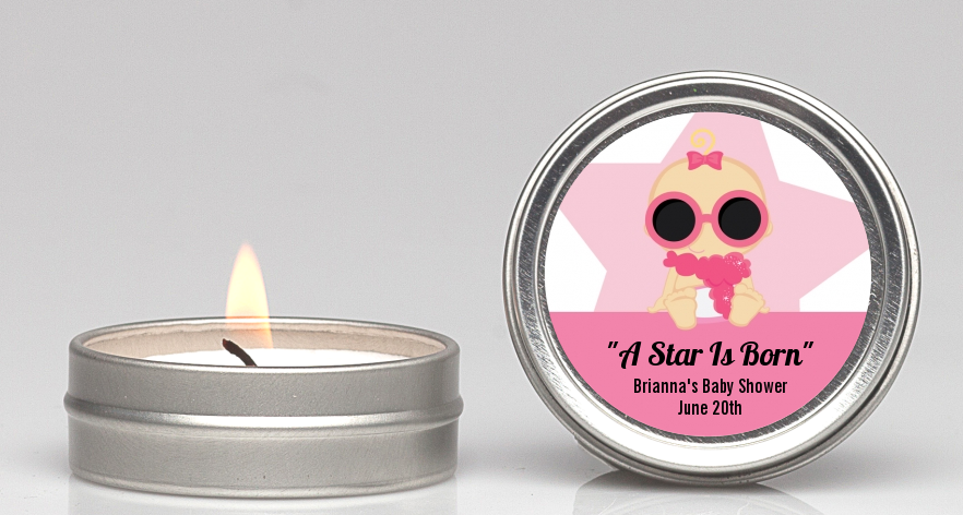  A Star Is Born Hollywood White|Pink - Baby Shower Candle Favors Blonde Hair