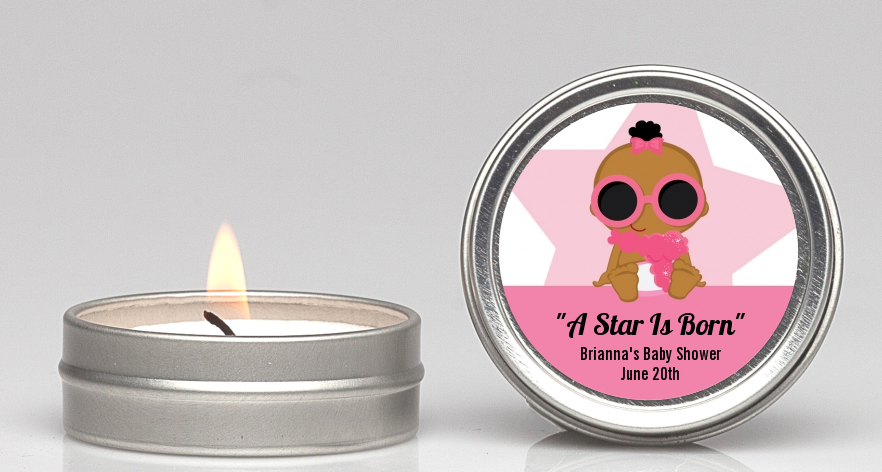  A Star Is Born Hollywood White|Pink - Baby Shower Candle Favors Blonde Hair