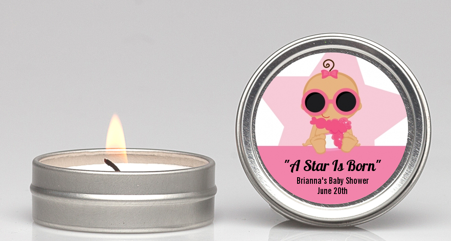  A Star Is Born Hollywood White|Pink - Baby Shower Candle Favors Blonde Hair