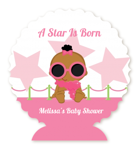  A Star Is Born Hollywood White|Pink - Personalized Baby Shower Centerpiece Stand Blonde Hair