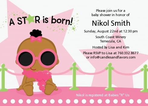  A Star Is Born!® Hollywood White|Pink - Baby Shower Invitations Blonde Hair