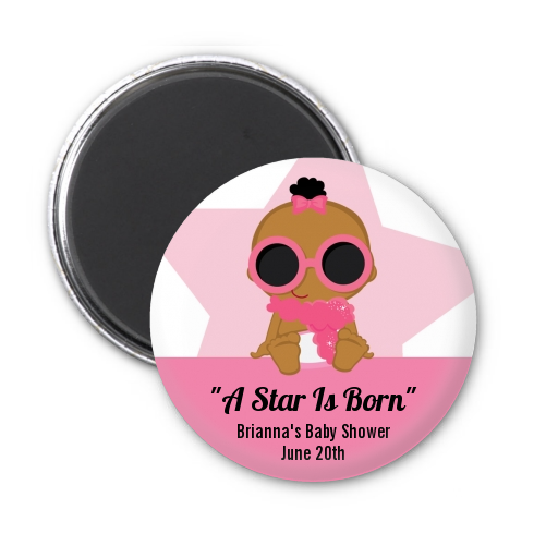  A Star Is Born Hollywood White|Pink - Personalized Baby Shower Magnet Favors Blonde Hair