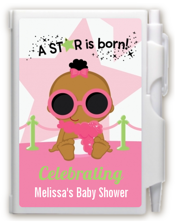  A Star Is Born Hollywood White|Pink - Baby Shower Personalized Notebook Favor Blonde Hair