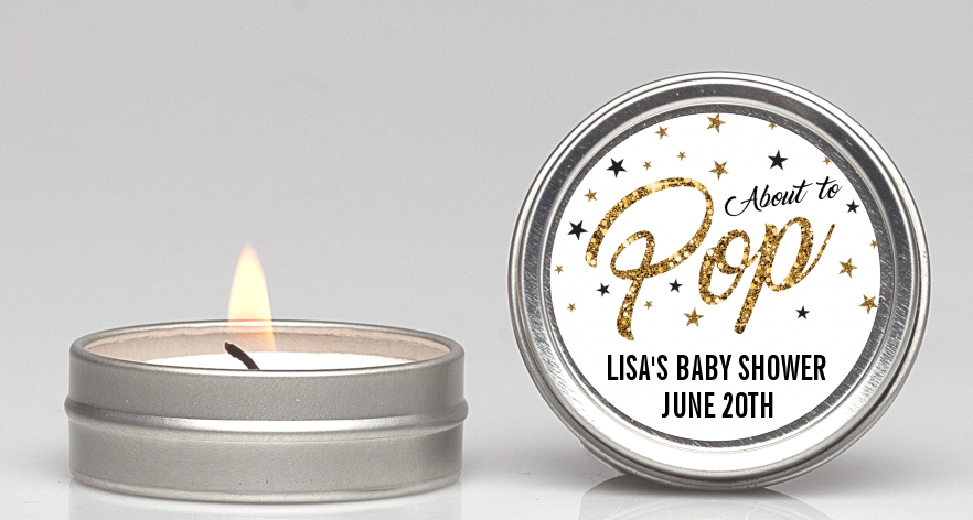  About To Pop Glitter - Baby Shower Candle Favors Option 1