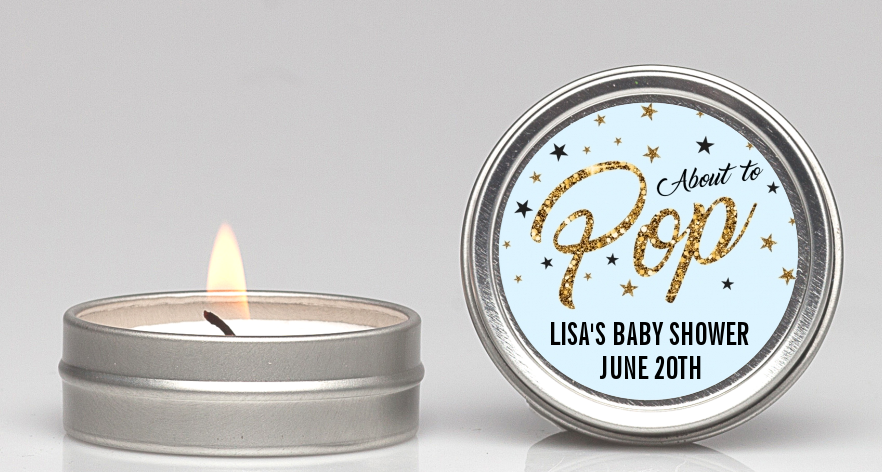  About To Pop Glitter - Baby Shower Candle Favors Option 1