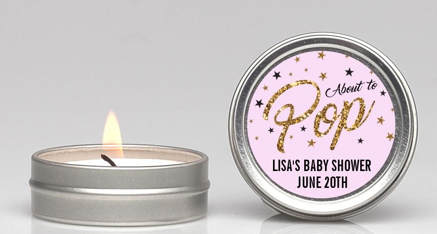  About To Pop Glitter - Baby Shower Candle Favors Option 1