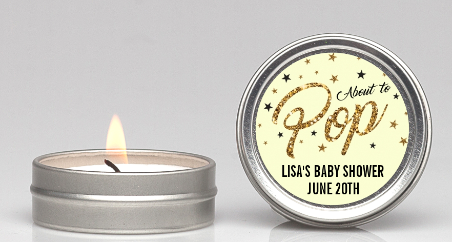  About To Pop Glitter - Baby Shower Candle Favors Option 1
