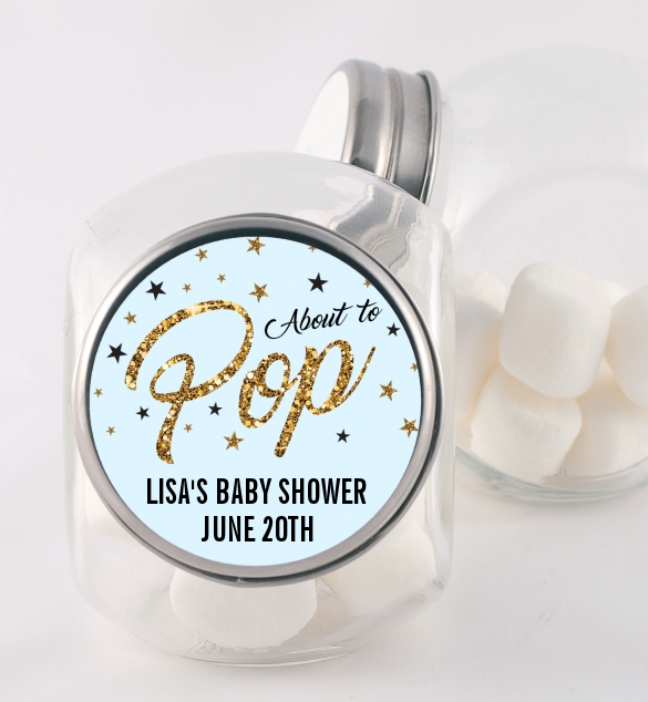  About To Pop Glitter - Personalized Baby Shower Candy Jar Option 1