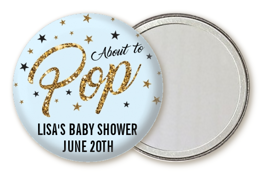  About To Pop Glitter - Personalized Baby Shower Pocket Mirror Favors Option 1