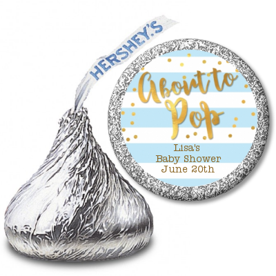  About To Pop Gold - Hershey Kiss Baby Shower Sticker Labels Option 1