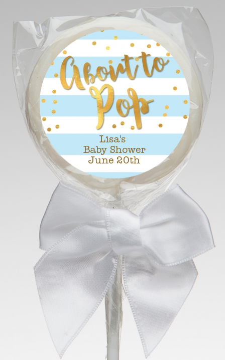  About To Pop Gold - Personalized Baby Shower Lollipop Favors Option 1