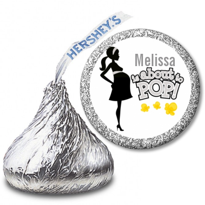 About To Pop Mommy Grey - Hershey Kiss Baby Shower Sticker Labels
