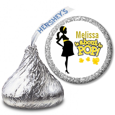 About to Pop Mommy Yellow - Hershey Kiss Baby Shower Sticker Labels