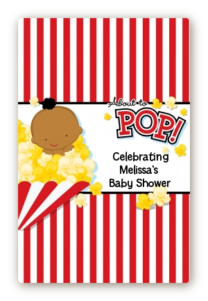  About To Pop &reg; - Custom Large Rectangle Baby Shower Sticker/Labels African American