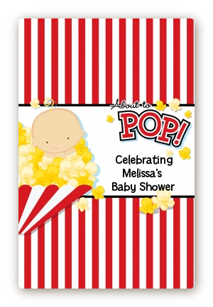  About To Pop &reg; - Custom Large Rectangle Baby Shower Sticker/Labels African American