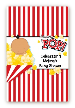  About To Pop &reg; - Custom Large Rectangle Baby Shower Sticker/Labels African American