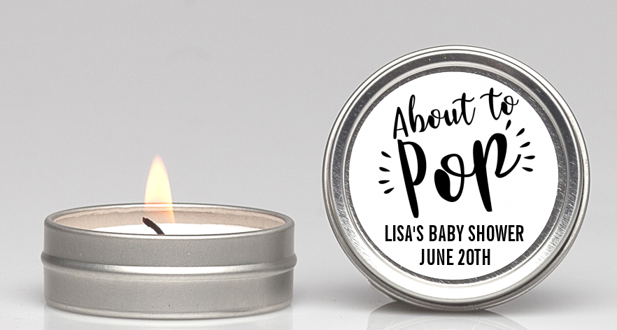  About To Pop Stripes - Baby Shower Candle Favors Option 1