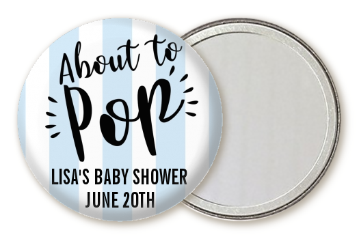  About To Pop Stripes - Personalized Baby Shower Pocket Mirror Favors Option 1