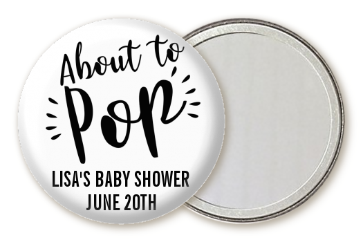  About To Pop Stripes - Personalized Baby Shower Pocket Mirror Favors Option 1