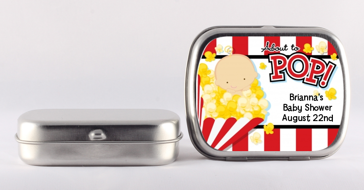  About To Pop &reg; - Personalized Baby Shower Mint Tins African American