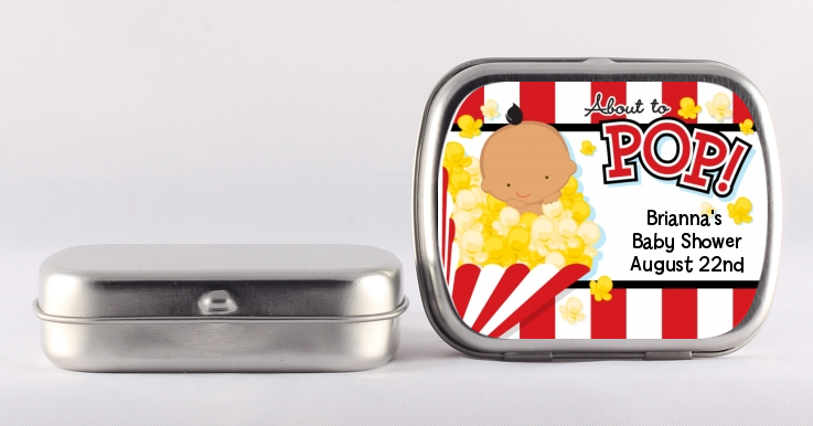  About To Pop &reg; - Personalized Baby Shower Mint Tins African American