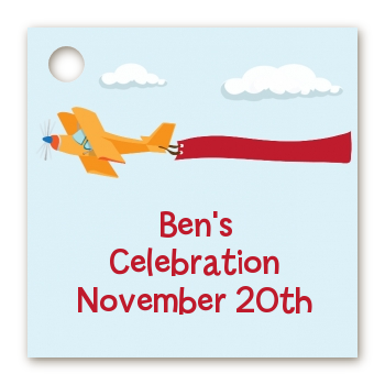 Airplane in the Clouds - Personalized Birthday Party Card Stock Favor Tags