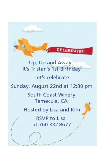 Airplane in the Clouds - Baby Shower Petite Invitations