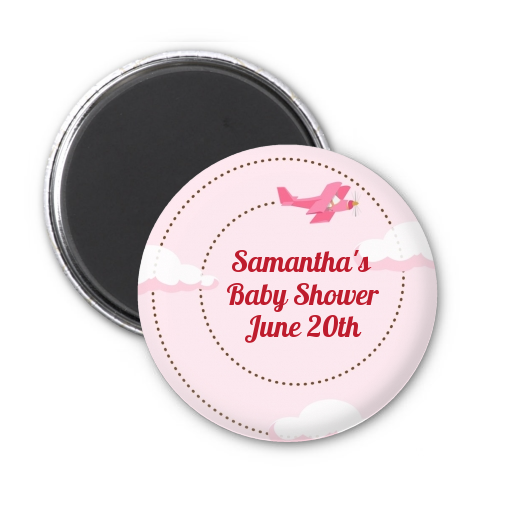  Airplane in the Clouds - Personalized Baby Shower Magnet Favors blue / orange