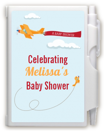 Airplane in the Clouds - Baby Shower Personalized Notebook Favor