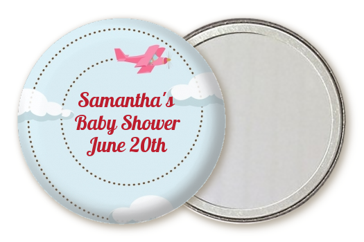  Airplane in the Clouds - Personalized Birthday Party Pocket Mirror Favors blue / orange