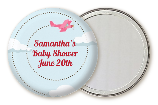  Airplane in the Clouds - Personalized Baby Shower Pocket Mirror Favors blue / orange