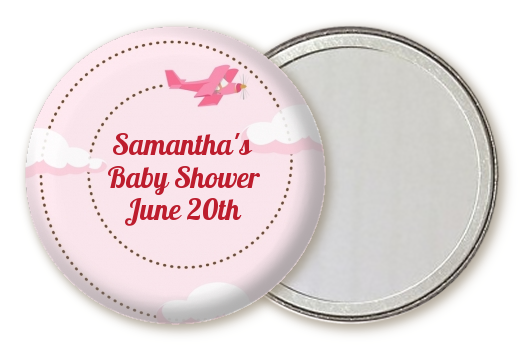  Airplane in the Clouds - Personalized Baby Shower Pocket Mirror Favors blue / orange