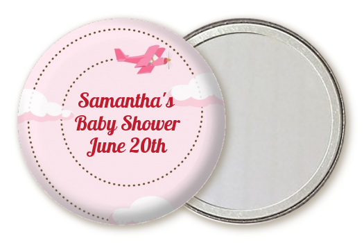  Airplane in the Clouds - Personalized Birthday Party Pocket Mirror Favors blue / orange