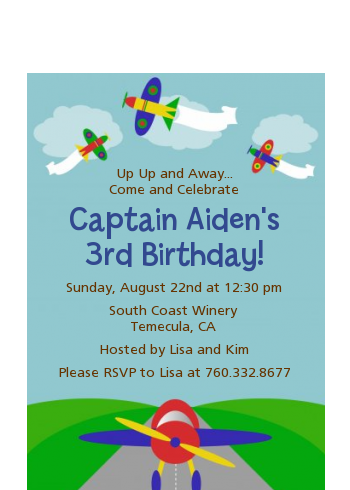 Airplane - Birthday Party Petite Invitations