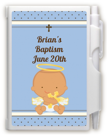 Angel Baby Boy Hispanic - Baptism / Christening Personalized Notebook Favor