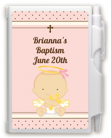 Angel Baby Girl Caucasian - Baptism / Christening Personalized Notebook Favor