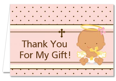 Angel Baby Girl Hispanic - Baptism / Christening Thank You Cards