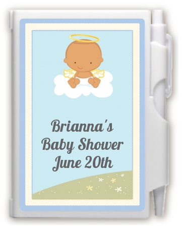 Angel in the Cloud Boy Hispanic - Baby Shower Personalized Notebook Favor