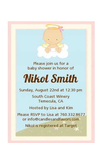 Angel in the Cloud Girl - Baby Shower Petite Invitations