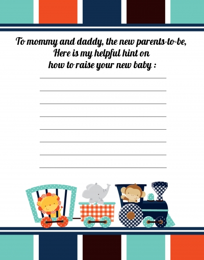 Animal Train - Baby Shower Notes of Advice