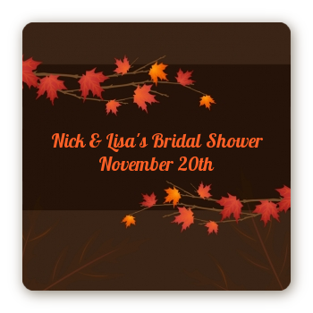 Autumn Leaves - Square Personalized Bridal Shower Sticker Labels