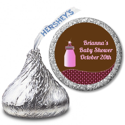 Baby Bling Pink - Hershey Kiss Baby Shower Sticker Labels