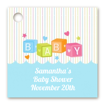 Baby Blocks Blue - Personalized Baby Shower Card Stock Favor Tags